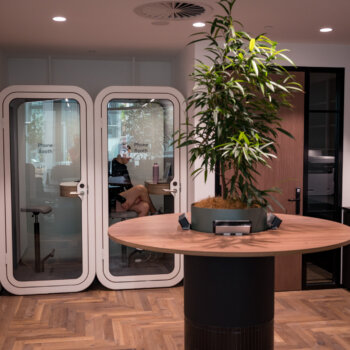 Phone booths at Fern co-working space in Perth